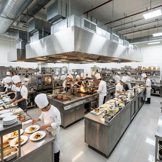 Cocina de hotel con sistema de extracción