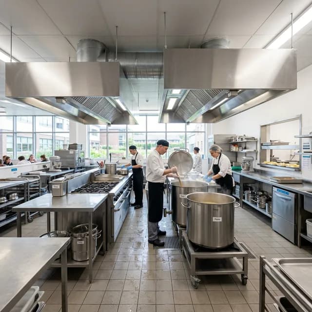 Comedor escolar con cocina equipada